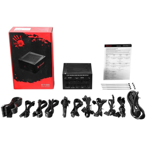 Блок питания Bloody ATX 1000W BD-PS1000G 80+ gold (20+4pin) APFC 140mm fan 12xSATA Cab Manag RTL [BD-PS1000G-M]