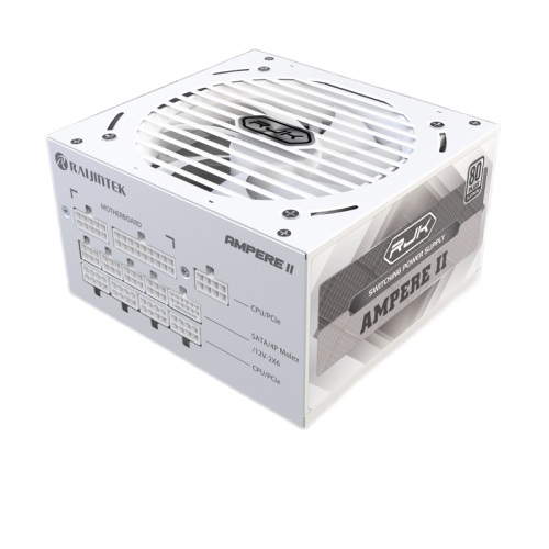 Блоки питания/ Power Supply Raijintek AMPERE II 1200, 1200W 80+ Platinum (ATX, 3.1, PCIe 5.1, Full-modular, 1x24(20+4)pin, 2x4+4-pin CPU, 3x6+2-pin PCIe, 1x12V(2x6), 10xSATA3, 5xMolex, Active, 120x120mm, 150x140x86mm, APFC, white) Блоки питания/ Power Supply Raijintek AMPERE II 1200, 1200W 80+ Platinum (ATX, 3.1, PCIe 5.1, Full-modular, 1x24(20+4)pin, 2x4+4-pin CPU, 3x6+2-pin PCIe, 1x12V(2x6), 10xSATA3, 5xMolex, Active, 120x120mm, 150x140x86mm, APFC, white)