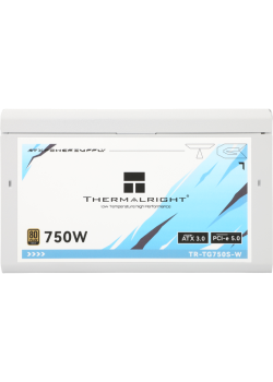 Блок питания ПК/ Power Supply Thermalright, 750W 80+ Gold (ATX, 3.0, PCIe 5.0, Non-modular, 1x24(20+4)pin, 1xCPU 8(4+4)pin, 2xPCIe*2 8(6+2)pin, 5xSATA3, 1x12+4pin (12VHPWR PCIe 5.0 12+4pin 600mm), 3xMOLEX4pin, Active, 120x120mm, 150x140x86mm, APFC, white)