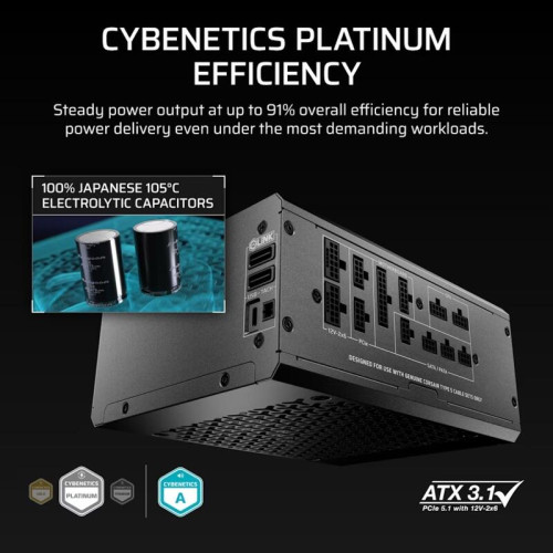 Блоки питания/ Power Supply Corsair HX1500i SHIFT, Model RPS0196, 1500W 80+ Platinum (ATX, 3.1, PCIe 5.1, Full modular, 1x24(20+4)pin, 2x12V-2x6, 2x4+4-pin CPU +12V (EPS), 8x4-pin Molex, 6x6+2-pin PCIe, 12xSATA3, Active, 140x140mm, 150x200x86mm, APFC, Pow