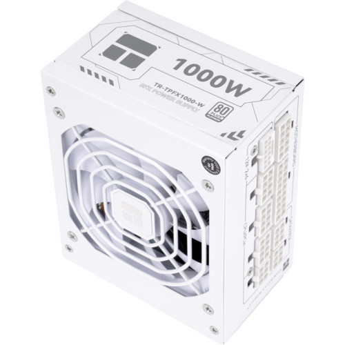 Блок питания 1000W/ Power Supply Thermalright, 1000W 80+ Platinum (SFX, 3.1, PCIe 5.1, Full modular, 1x24(20+4)pin, 1xCPU 8(4+4)pin, 2xPCIe*2 8(6+2)pin, 1x12V-2x6, 6xSATA3, 3xMOLEX4pin, Active, 92x92mm, 100x125x64mm, APFC, OPP, OVP, OTP, OCP, SCP, UVP, wh