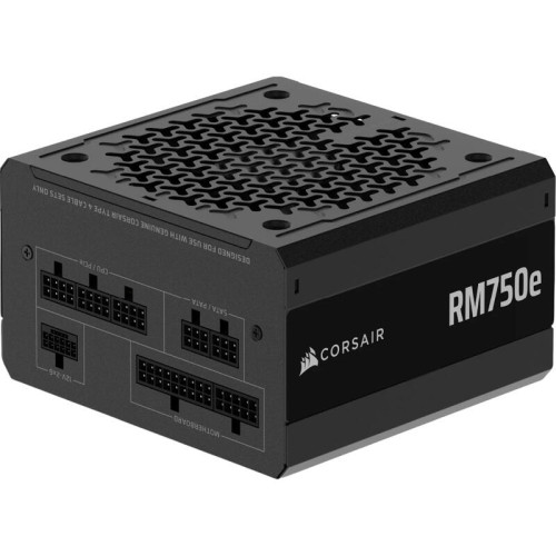 Блоки питания/ Power Supply Corsair RM750e, Model RPS0215, 750W 80+ Gold (ATX, 3.1, PCIe 5.1, Full modular, 1x24(20+4)pin, 2xEPS/ATX 12V 8-pin (4+4), 1x12V-2x6(12+4)pin, 2x12V-2x6 to Dual 8-Pin(6+2), 1xPCIe 8-Pin(6+2), 4xSATA (4 Straight SATA), 4xSATA / P