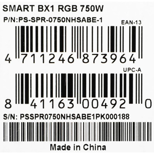 Блок питания Thermaltake ATX 750W Smart BX1 RGB 80+ bronze (20+4pin) APFC 120mm fan color LED 8xSATA RTL [PS-SPR-0750NHSABE-1]