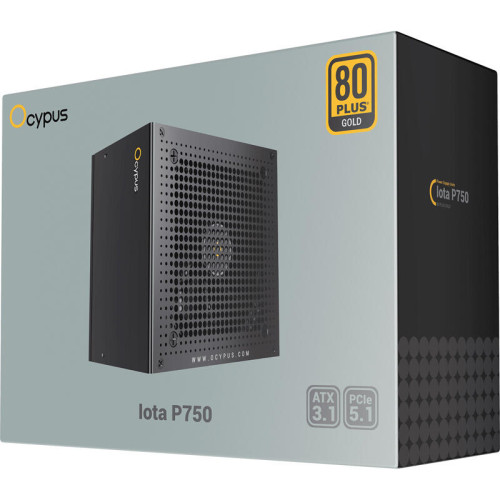 Блок питания ПК/ Power Supply Ocypus Iota P750, 750W 80+ Gold (ATX, 3.1, Full modular, 1x24(20+4)pin, 2xCPU 8(4+4)pin, 3xPCIe*2 8(6+2)pin, 1x12V-2x6, 8xSATA3 , Active, 120x120mm, 150x140x86mm, APFC, black)
