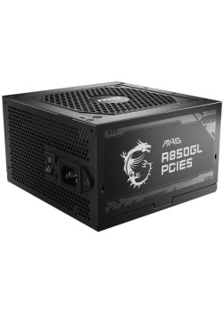 Блок питания ПК/ Power Supply MSI MAG A850GL PCIE5, 850W 80+ Gold (ATX, 3.0, PCIe 5.0, Full modular, 1x24(20+4)pin, 2xCPU 8(4+4)pin, 4xPCIe*2 8(6+2)pin, 1x12VHPWR, 8xSATA3, 4xMOLEX4pin, Active, 120x120mm, 150x140x86mm, APFC, black)
