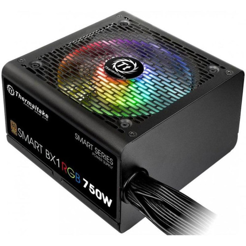 Блок питания Thermaltake ATX 750W Smart BX1 RGB 80+ bronze (20+4pin) APFC 120mm fan color LED 8xSATA RTL [PS-SPR-0750NHSABE-1]