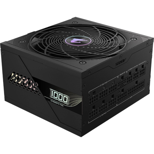 Блоки питания/ Power Supply Gigabyte AORUS ELITE P1000W, 1000W 80+ Platinum (ATX, 3.0, PCIe 5.0, Full modular, 1x24(20+4)pin, 1x12VHPWR, 2x4+4-pin CPU, 4xMolex, 6x6+2-pin PCIe, 8xSATA3, Active, 120x120mm, 150x140x86mm, APFC, black)
