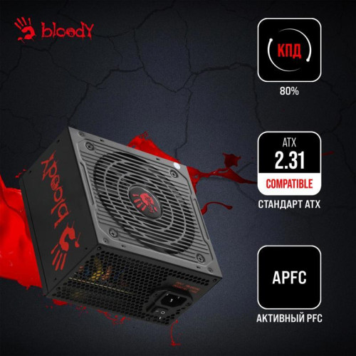 Блок питания Bloody ATX 700W BD-PS700W 80 PLUS WHITE (20+4pin) APFC 120mm fan 6xSATA RTL [BD-PS700W]