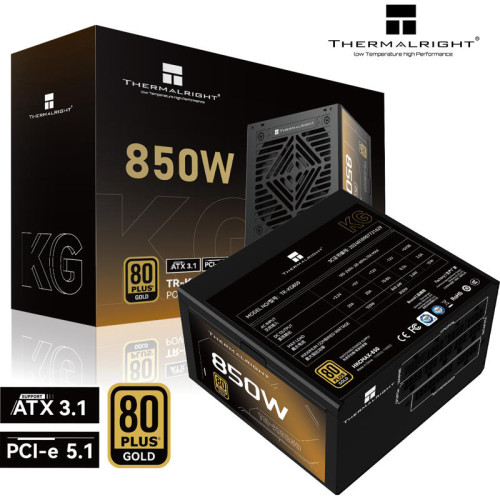 Блок питания 850W/ Power Supply Thermalright, 850W 80+ Gold (ATX, 3.1, PCIe 5.1, Full modular, 1x24(20+4)pin, 2xCPU 8(4+4)pin, 2xPCIe*2 8(6+2)pin, 1x12V-2x6, 8xSATA3, 3xMOLEX4pin, Active, 120x120mm, 150x140x86mm, APFC, OVP, UVP, SCP, OCP, OTP, OPP, black)