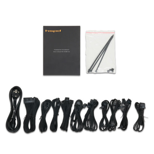 Блок питания/ Power Supply HSPD, 1200W 80+ Gold (ATX, 3.1, PCIe 5.1, Full modular, 1x24(20+4)pin 600mm, 2xCPU 8(4+4)pin 700mm, 2xPCIe*2 8(6+2)pin 550+150mm, 1x12V(2x6) 12+4pin 600W 550mm  3xSATA*3 500+150+150mm, 1xMOLEX4pin*3+FDD 500+150+150+150mm , Activ