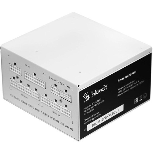 Блок питания Bloody ATX 750W BD-PS750G 80+ gold (20+4pin) APFC 120mm fan 6xSATA Cab Manag RTL [BD-PS750G-MW]