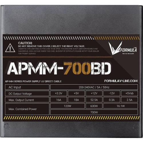 Блок питания Formula ATX 700W APMM-700BD 80+ bronze (20+4pin) APFC 120mm fan 5xSATA RTL [APMM-700BD]
