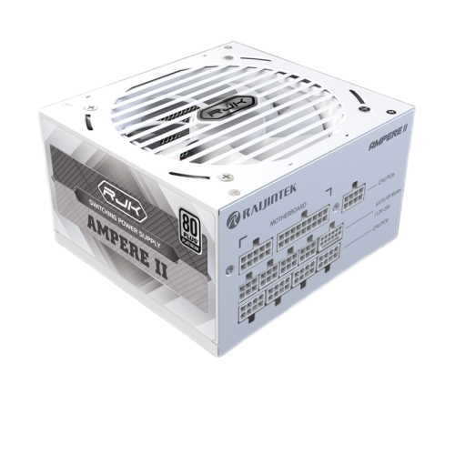 Блоки питания/ Power Supply Raijintek AMPERE II 850, 850W 80+ Platinum (ATX, 3.1, PCIe 5.1, Full-modular, 1x24(20+4)pin, 2x4+4-pin CPU, 3x6+2-pin PCIe, 1x12V(2x6), 10xSATA3, 5xMolex, Active, 120x120mm, 150x140x86mm, APFC, white)