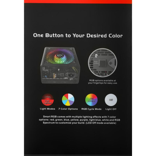 Блок питания Thermaltake ATX 750W Smart BX1 RGB 80+ bronze (20+4pin) APFC 120mm fan color LED 8xSATA RTL [PS-SPR-0750NHSABE-1]