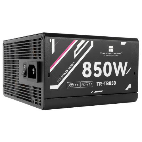 Блок питания 850W/ Power Supply Thermalright, 850W 80+ Bronze (ATX, 3.0, PCIe 5.0, Full modular, 1x24(20+4)pin, 2xCPU 8(4+4)pin, 4xPCIe*2 8(6+2)pin, 3xSATA3, 1x12+4pin (12VHPWR PCIe 5.0 12+4pin 600mm), 3xMOLEX4pin, Active, 120x120mm, 150x140x86mm, APFC, b