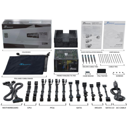 Блок питания Seasonic ATX 700W PRIME Fanless TX-700 80+ titanium 24pin APFC 10xSATA Cab Manag RTL [SSR-700TL]