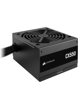 Блоки питания/ Power Supply Corsair CX550, Model RPS0127, 550W 80+ Bronze (ATX, 2.31, Non-modular, 1x24(20+4)pin, 1xCPU 8(4+4)pin, 2xPCIe*2 8(6+2)pin, 3xSATA3, 2xMOLEX4pin, Active, 120x120mm, 150x120x86mm, APFC, Power cable-EU, black)