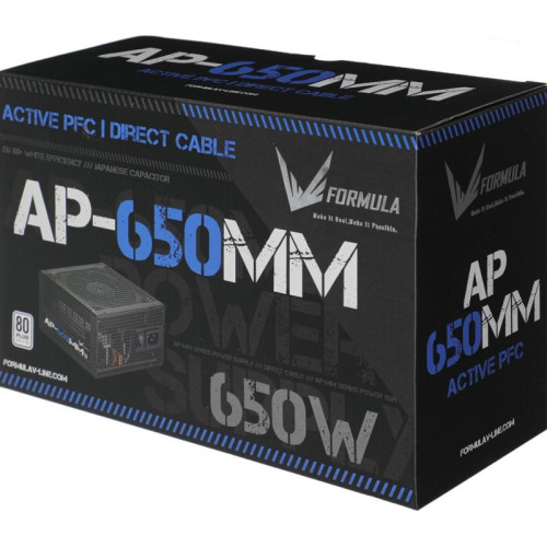 Блок питания Formula ATX 650W AP-650ММ 80 PLUS WHITE (20+4pin) APFC 120mm fan 6xSATA RTL