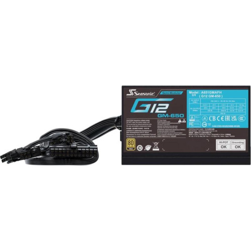 Блок питания Seasonic ATX 650W G12 GM-650 80+ gold (20+4pin) APFC 120mm fan 6xSATA RTL [G12 GM-650 SSR-650FM]