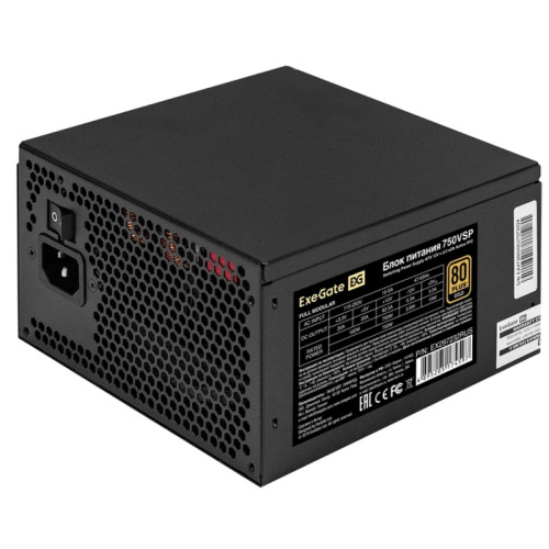 Блок питания Exegate ATX 750W 750VSP 80+ gold (20+4pin) APFC 120mm fan 6xSATA Cab Manag RTL Блок питания Exegate ATX 750W 750VSP 80+ gold (20+4pin) APFC 120mm fan 6xSATA Cab Manag RTL
