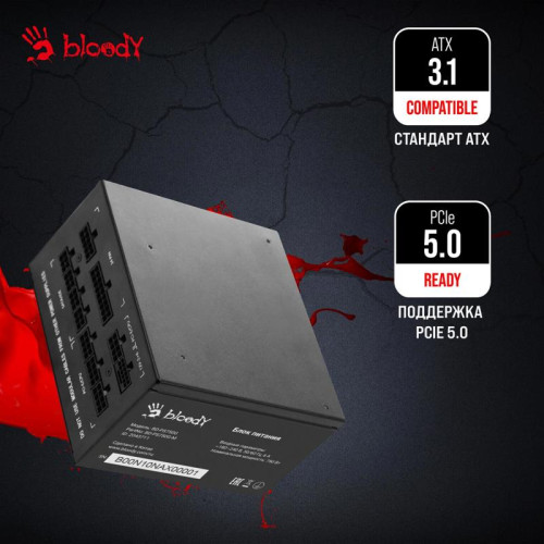 Блок питания Bloody ATX 750W BD-PS750G 80+ gold (20+4pin) APFC 120mm fan 6xSATA Cab Manag RTL [BD-PS750G-M]