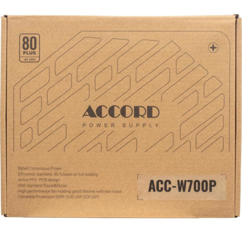 Блок питания Accord ATX 700W ACC-W700P 80 PLUS WHITE (20+4pin) 120mm fan 6xSATA RTL [ACC-W700P]