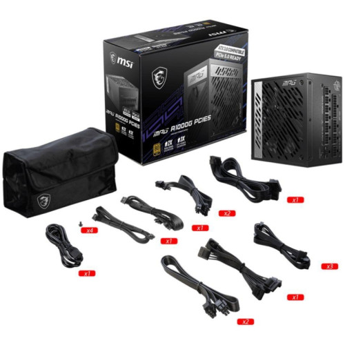 Блок питания MSI ATX 1000W MPG A1000G 80+ gold 24pin APFC 135mm fan 12xSATA Cab Manag RTL [306-7ZP7C11-CE0]