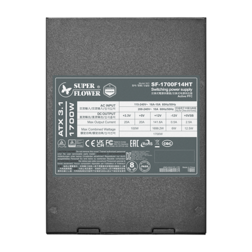блок питания 1700 Ватт/ Power Supply Super Flower Leadex VII, 1700W, ATX, 140mm, 2x12V-2x6, 16xSATA, 2xCPU 8(4+4), 6xPCI-E(6+2), APFC, 80+ Titanium, Full Modular блок питания 1700 Ватт/ Power Supply Super Flower Leadex VII, 1700W, ATX, 140mm, 2x12V-2x6, 16xSATA, 2xCPU 8(4+4), 6xPCI-E(6+2), APFC, 80+ Titanium, Full Modular