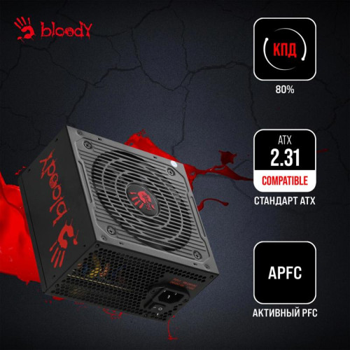 Блок питания Bloody ATX 500W BD-PS500W 80 PLUS WHITE (20+4pin) APFC 120mm fan 6xSATA RTL [BD-PS500W]