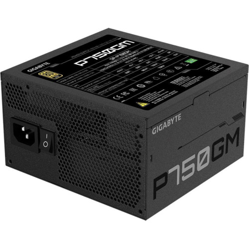 Блоки питания/ Power Supply Gigabyte GP-P750GM, 750W 80+ Gold (ATX, 2.31, Full modular, 1x24(20+4)pin, 2x4+4-pin CPU, 3xMolex, 4x6+2-pin PCIe, 8xSATA3, Active, 120x120mm, 150x140x86mm, APFC, black)