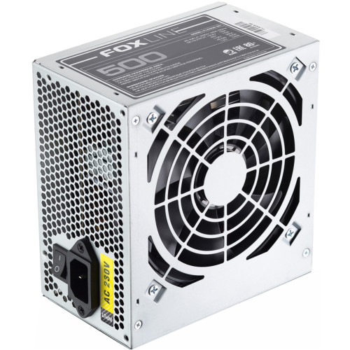 Блок питания 500Вт/ Power Supply Foxline, 500W, ATX, APFC, 120FAN, CPU 8(4+4)pin, MB 24pin, PCI-E 6+2pin, 1*PATA, 3*SATA, 80+