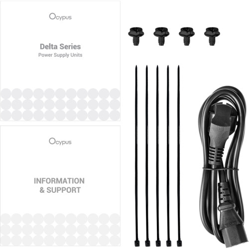 Блок питания ПК/ Power Supply Ocypus Delta P850, 850W 80+ Bronze (ATX, 3.1, Non modular, 1x24(20+4)pin, 2xCPU 8(4+4)pin, 3xPCIe*2 8(6+2)pin, 1x12V-2x6, 8xSATA3 , Active, 120x120mm, 150x140x86mm, APFC, black)