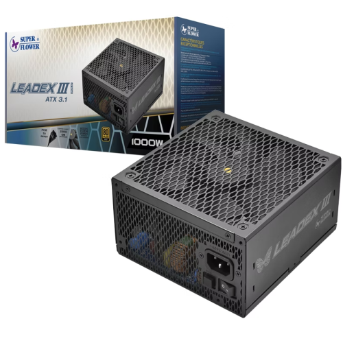 Блок питания 1000 Ватт/ Super Flower Power Supply Leadex III Gold, 1000W, ATX 3.1, 140mm, 8xSATA, 4xPCI-E(6+2), 1x12VHPWR(12+4), APFC, 80+ Gold, Full Modular Блок питания 1000 Ватт/ Super Flower Power Supply Leadex III Gold, 1000W, ATX 3.1, 140mm, 8xSATA, 4xPCI-E(6+2), 1x12VHPWR(12+4), APFC, 80+ Gold, Full Modular