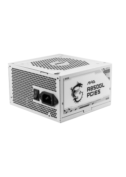 Блок питания ПК/ Power Supply MSI MAG A850GL PCIE5 WHITE, 850W 80+ Gold (ATX, 3.1, PCIe 5.1, Full modular, 1x24(20+4)pin, 2xCPU 8(4+4)pin, 4xPCIe*2 8(6+2)pin, 1x12VHPWR, 8xSATA3, 4xMOLEX4pin, Active, 120x120mm, 140x150x86mm, APFC, white)
