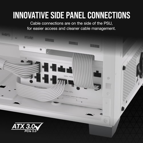 Блоки питания/ Power Supply Corsair RM1200x SHIFT White, 1200W 80+ Gold (ATX, 3.0, PCIe 5.0, Full modular, 1x24(20+4)pin, 1 x 16-pin PCIe, 2x4+4-pin CPU +12V (EPS), 8x4-pin Molex, 8x6+2-pin PCIe, 16xSATA3, Active, 140x140mm, 150x180x86mm, APFC, Power cabl