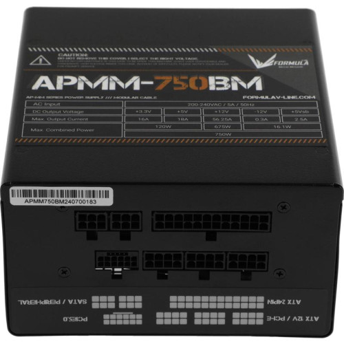 Блок питания Formula ATX 750W APMM-750BM 80+ bronze (20+4pin) APFC 140mm fan 6xSATA Cab Manag RTL [APMM-750BM]
