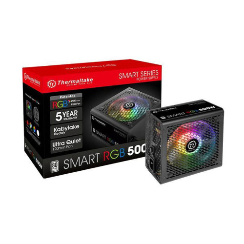 Блок питания Thermaltake ATX 500W Smart RGB 500 80+ 24pin APFC 120mm fan color LED 6xSATA RTL [PS-SPR- 0500NHSAWE-1]