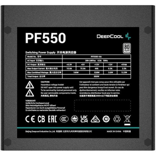 Блок питания Deepcool ATX 550W PF550 V2 80 PLUS WHITE (20+4pin) APFC 120mm fan 6xSATA RTL [R-PF550D-HA0B-WDEU]