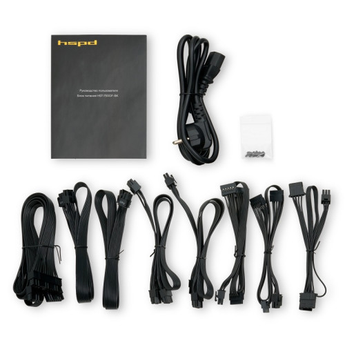 Блок питания/ Power Supply HSPD, 750W 80+ Gold (ATX, 2.52, Full modular, 1x24(20+4)pin 600mm, 2xCPU 8(4+4)pin 700mm, 2xPCIe*2 8(6+2)pin 600+150mm, 2xSATA*3 500+150+150mm, 1xMOLEX*3 500+150+150mm , Active, 120x120mm, 150x140x86mm, APFC, OVP, OPP, SCP, UVP,