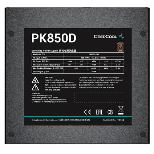 Блок питания Deepcool ATX 850W PK850D Game Storm 80+ bronze (20+4pin) APFC 120mm fan 6xSATA RTL