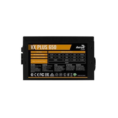 Блок питания Aerocool ATX 650W VX PLUS 650W (20+4pin) 120mm fan 4xSATA RTL [VX-650 PLUS]