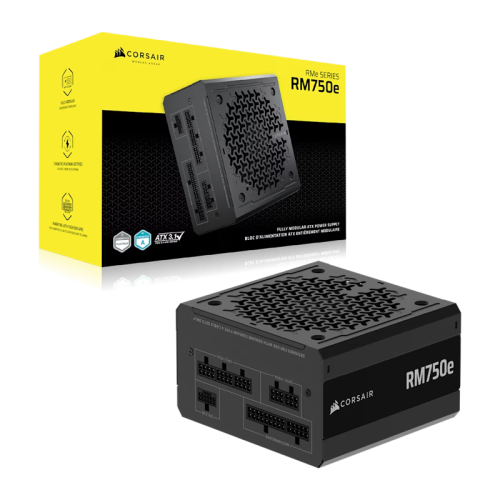 Блоки питания/ Power Supply Corsair RM750e, 750W 80+ Gold (ATX, 3.1, PCIe 5.1, Full modular, 1x24(20+4)pin, 2xEPS/ATX 12V 8-pin (4+4), 1x12V-2x6(12+4)pin, 2x12V-2x6 to Dual 8-Pin(6+2), 1xPCIe 8-Pin(6+2), 4xSATA (4 Straight SATA), 4xSATA / PATA (2 Straight