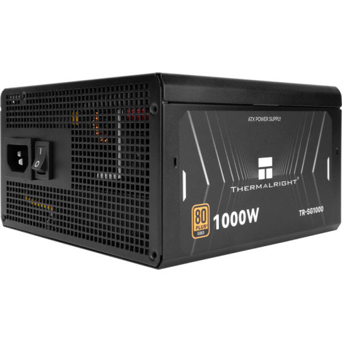 Блок питания 1000W/ Power Supply Thermalright, 1000W 80+ Gold (ATX, 3.1, PCIe 5.1, Full modular, 1x24(20+4)pin 600mm, 2xCPU 8(4+4)pin 650mm, 3xPCIe*2 8(6+2)pin 650+150mm, 1x12V-2x6, 7xSATA, 6xMOLEX4pin, Active, 120x120mm, 150x140x85mm, APFC, black)