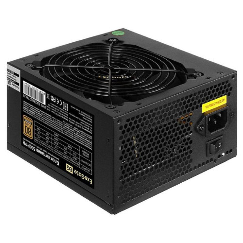 Блок питания 500W ExeGate 80 PLUS Bronze 500PPH-S (ATX, APFC, SC, КПД 88% (80 PLUS Bronze), 12cm fan, 24pin, 2x(4+4)pin, 4xPCI-E, 6xSATA, 3xIDE, кабель 220V 1,8м с защитой от выдергивания, black, Color Box)