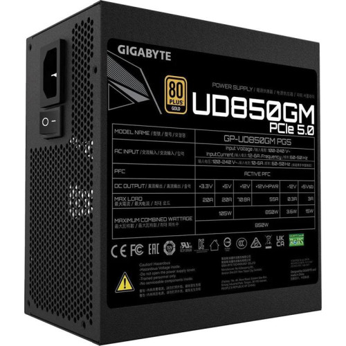 Блок питания Gigabyte ATX 850W GP-UD850GM PG5 Gen.5 80+ gold (20+4pin) APFC 120mm fan 8xSATA Cab Manag RTL [28200-U85GP-2EUR]