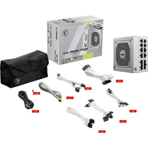 Блок питания MSI ATX 850W MAG A850GL WH PCIE5 80+ gold (20+4pin) APFC 120mm fan 8xSATA Cab Manag RTL [306-7ZP8A24-CE0]