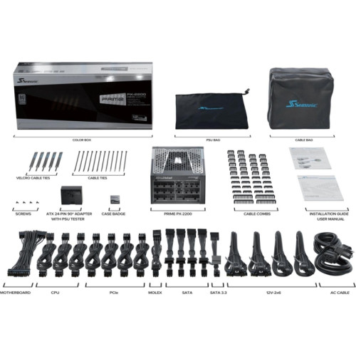 Блок питания Seasonic ATX 2200W Prime PX-2200 Gen.5 80+ platinum (20+4pin) APFC 135mm fan 18xSATA Cab Manag RTL [PX-2200 SRP-PPX222-A5A22ST]