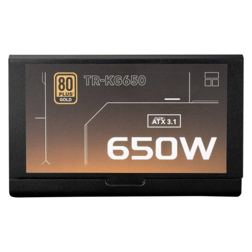Блок питания 650W/ Power Supply Thermalright, 650W 80+ Gold (ATX, 3.1, Full modular, 1x24(20+4)pin, 2xCPU 8(4+4)pin, 2xPCIe*2 8(6+2)pin, 3xSATA3, 2xMOLEX4pin, Active, 120x120mm, 150x140x86mm, APFC, OVP, UVP, SCP, OCP, OTP, OPP, black)