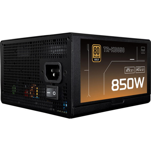 Блок питания 850W/ Power Supply Thermalright, 850W 80+ Gold (ATX, 3.1, PCIe 5.1, Full modular, 1x24(20+4)pin, 2xCPU 8(4+4)pin, 2xPCIe*2 8(6+2)pin, 1x12V-2x6, 8xSATA3, 3xMOLEX4pin, Active, 120x120mm, 150x140x86mm, APFC, OVP, UVP, SCP, OCP, OTP, OPP, black)