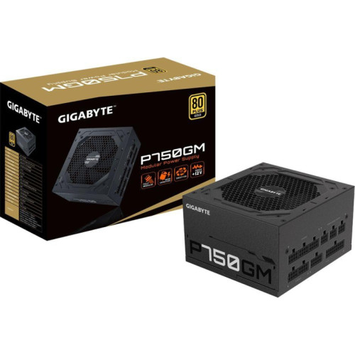 Блоки питания/ Power Supply Gigabyte GP-P750GM, 750W 80+ Gold (ATX, 2.31, Full modular, 1x24(20+4)pin, 2x4+4-pin CPU, 3xMolex, 4x6+2-pin PCIe, 8xSATA3, Active, 120x120mm, 150x140x86mm, APFC, black)